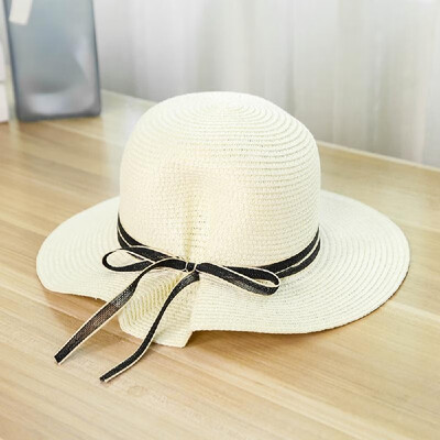 

Women Hat Summer Fall Sunscreen Bow Straw Weaving Hat Wide Brim Folding Collapsible Travel Beach Suns Visor UV Protection Cap Khak
