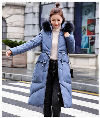 

New fashion fur collar long section warm coat winter coat cotton coat 90269