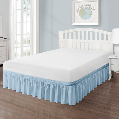 

SUPIN Three Fabric Wrap Around Bed Skirts Elastic Dust Ruffles Easy on Easy off Dust ruffled bed Skirts 14 inch Drop 7705