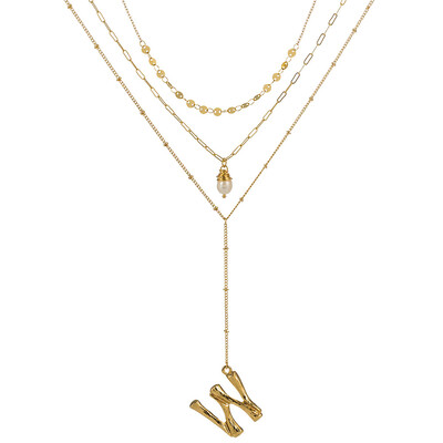 

Gold Color Initial natural freshwater pearl Necklace Personalized Letter Necklace Jewelry For Women Accessories Girlfriend Gift