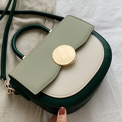 

Summer women 2019 new Korean portable Joker shoulder bag fashion texture contrast slung saddle bag