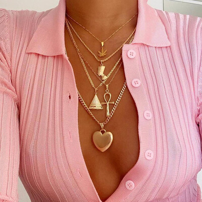 

New Fashion Gold Color Shell Pendant Necklace for Women Chain Choker Necklace Statement Collar Bohemia Collier 2019