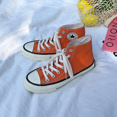 

Comet EVENSTAR orange canvas shoes retro men&women wild Korean ulzzang casual shoes ins super fire