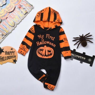 

US Baby Boys Newborn Hooded Romper Bodysuit First Halloween Clothes Outfits Set