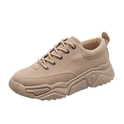 

Increased canvas shoes&suede solid color sneakers in thick soles