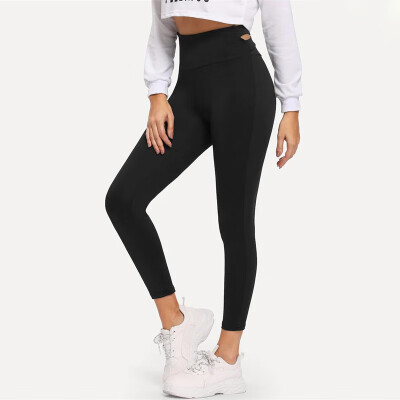 

Women Pants High Waist Elastic Yoga Tight Sports Casual Skinny Solid Trousers