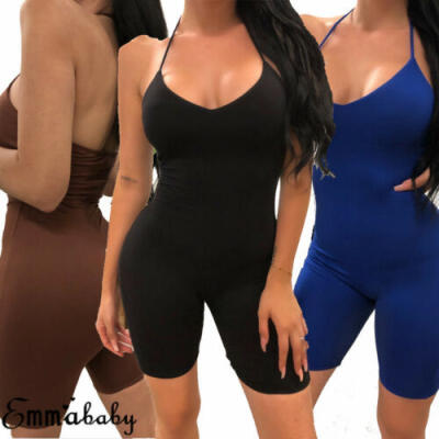 

Womens Sport Fitness Bodycon Playsuit Jumpsuit Shorts Athletic Romper Bodysuit