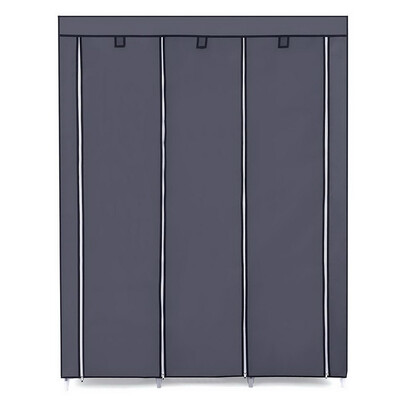 

67" 10 Shelf Clothes Hanging Garment Wardrobe Storage Organizer Dust Cover Gray