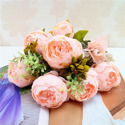 

〖Follure〗2 Bouquet Vintage Artificial Peony Silk Flowers Bouquet for Decoration