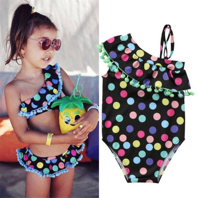 

Lovely Kids Baby Girls Polka Dot Tankini Bikini Set Swimwear Bathing Swimsuit