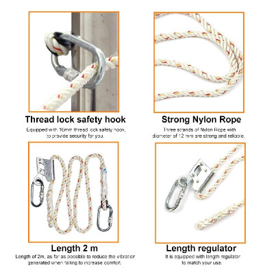 

3M 1390240 Safety Rope for Fall Protection Work Positioning Adjustable Lanyard with Adjuster Dual Carabiner