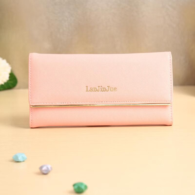

New Fashion Women Long Wallet PU Leather Solid Color Button Coin Purse Card Holder