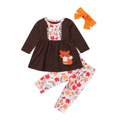 

Toddler Kids Baby Girls Fox Tops Dress Flower Pants Leggings Outfits Clothes