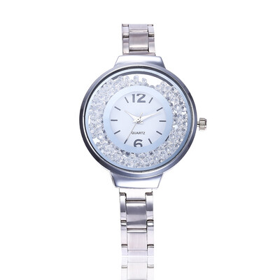 

New womens alloy steel belt watch quicksand ball stone