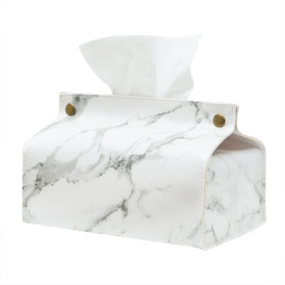 

Marble Tissue Box Case Pouch Leather Home Car Napkin Paper Towel Container