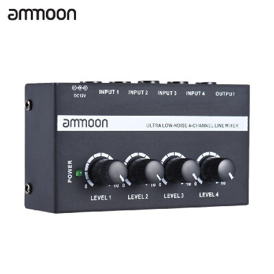 

ammoon MX400 Ultra-compact Low Noise 4 Channels Line Mono Audio Mixer with Power Adapter