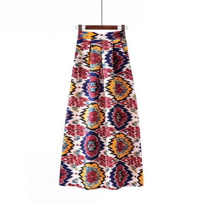 

Roseonmyhand Ladies Spring And Summer Print Fashion Casual Skirt Retro Big Skirt