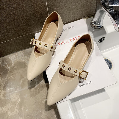

Single shoe female spring&autumn pointed retro grandmother shoes Korean version evening lazy shoes thick heel soft soles