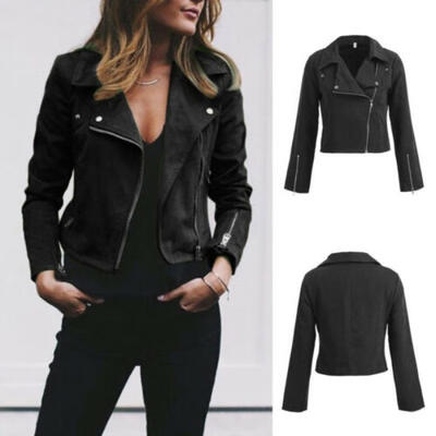 

SUNSIOM Womens Ladies Flannel Jacket Coats Zip Up Biker Casual Top Coat Outwear