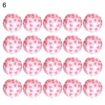 

100Pcs Heart Spot Rabbit Print Cupcake Cake Case Muffin Baking Cup Party Decor