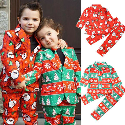 

Kids Baby Boy Christmas Formal Suit Blazer Jacket Pants Tie Gentleman Outfits