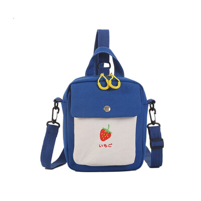 

South Korean ins100 sets of soft canvas fruit embroidery small bag inclined shoulder double-purpose cute lady bag backpack tide