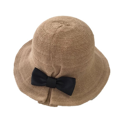

South Korean summer fashion elegant bow bow outdoor folding basin cap fisherman cap female leisure creative sunshade cap
