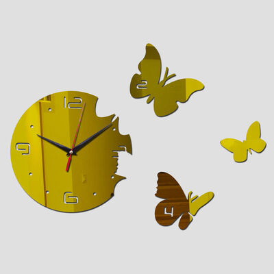 

Tuwaga DIY Creative 3D Butterfly Shape Wall Clock Acrylic Mirror Wall Sticker Self Adhesive Removable Home Decor Multi-color