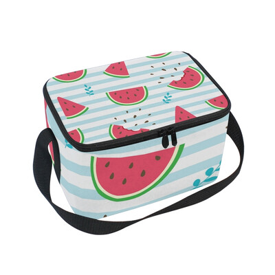 

ALAZA Watermelon Slices Stripes Lunch Box Insulated Lunch Bag Large Cooler Tote Bagfor Kids Men Women