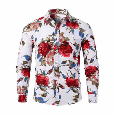 

Tailored Mens Autumn Winter Casual Slim Printed Long Sleeve Shirts Top Beach Blouse