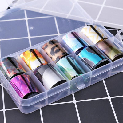 

10pcs Laser Starry Sky Nails Stickers Metal Foil Nails DIY Manicure Decals