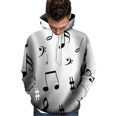 

Tailored Unisex Mens New Style 3D Hat Guard Fashion Musical Note Printed Blouse