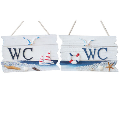 

Mediterranean European Style WC Doorplate Wooden Door Hang Tag Bathroom Toilet Door Decoration Hanging Board