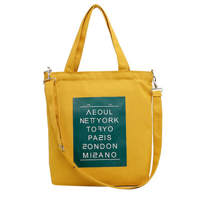 

Fashion Women English Letter Large Capacity Zipper Canvas Crossbody Shoulder Bag