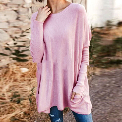 

Women Long Sleeve Loose Fit Tee Shirts Round Neck Tops Plus Size Winter Pullover