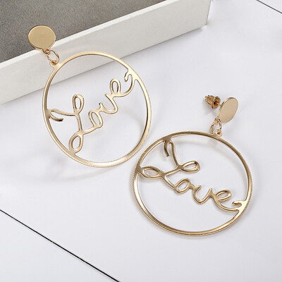 

Simple Elegant Hoop Earrings Round Circle Golden Silver Color Personalized Statement Earrings For Women Brinco Earrings E0336
