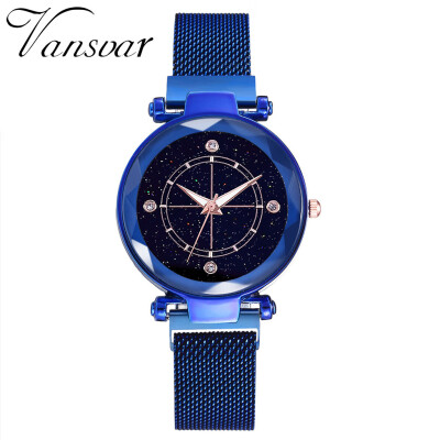 

RM Vansvar Fashion Women Magnet Buckle Starry Sky Watch Mesh Belt Ladies Watch