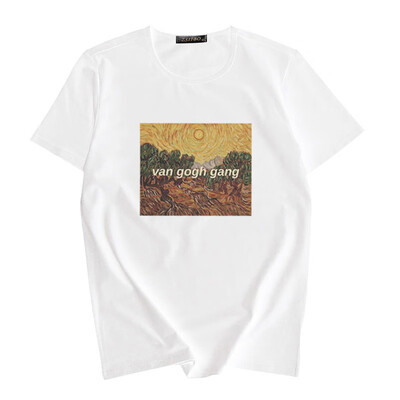 

Women T Shirt Van Gogh Art Oil Painting Lattice Print Cute Plus Size Female T-shirt Casual Harajuku T-shirts Camisetas Mujer