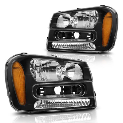 

For 2002 2003 2004 2005 2006 2007 2008 2009 Chevy Trailblazer Headlight Assembly WFull Width Grille Headlamp