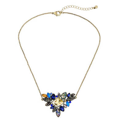 

Women Girls Alloy Retro Crystal Sweater Chain Rhinestone Sweater Pendant Short Necklace Clothing Accessories