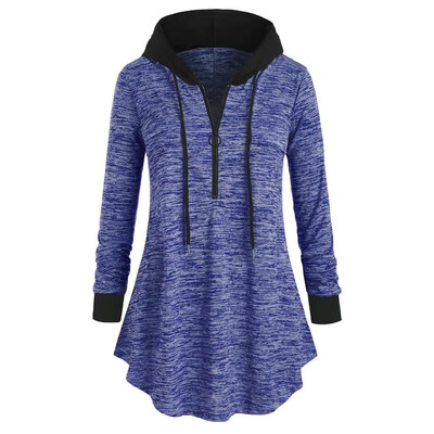 

Gobestart Women Casual Plus Size Space dyeing Long Sleeve Hooded Tunic Tops T Shirt Blouse