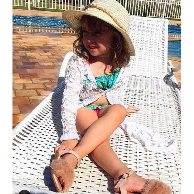 

2018 New Stylish Baby Girls Sunscreen Floral Lace Beach Dress Outerwear Summer