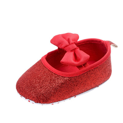 

Newborn Baby Cute Girls Bowknot Bling Single First Walkers Soft Sole Shoes