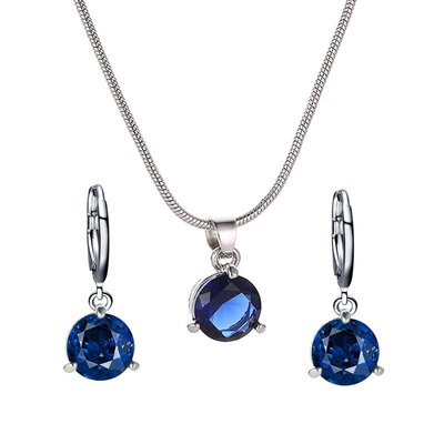 

2019 new brand design round multicolor zircon necklace earrings fashion jewelry generous minimalist jewelry sets for women