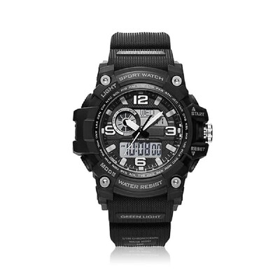 

Men Large Face Dual Dial Analog Digital Quartz Outdoor Sport Watch 164FT Water Resistant Luminous Display
