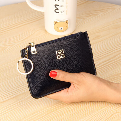 

Factory direct new leather short wallet ladies leather zipper purse mini wallet coin bag