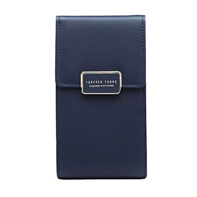 

Women Solid Color Letter Print Faux Leather Crossbody Shoulder Bag Phone Holder