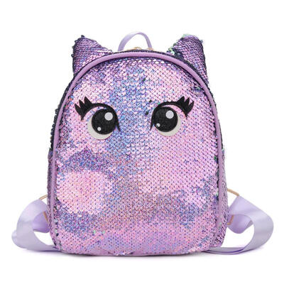

Cute Eyes Print Small Backpacks Preppy Women Sequins Shoulder School Bags