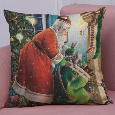 

Gobestart New Christmas Cotton Linen Pillow Case Sofa Cushion Cover Home Decor