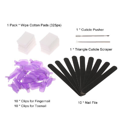 

Nail Polish Remover Clips Set Triangle Cuticle Scraper Cuticle Pusher Nail Files Wipe Cotton Pads Manicure Tools